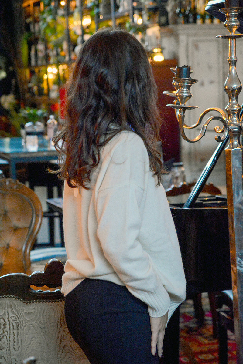 Maglione Collo a barca in Cashmere Re_branded