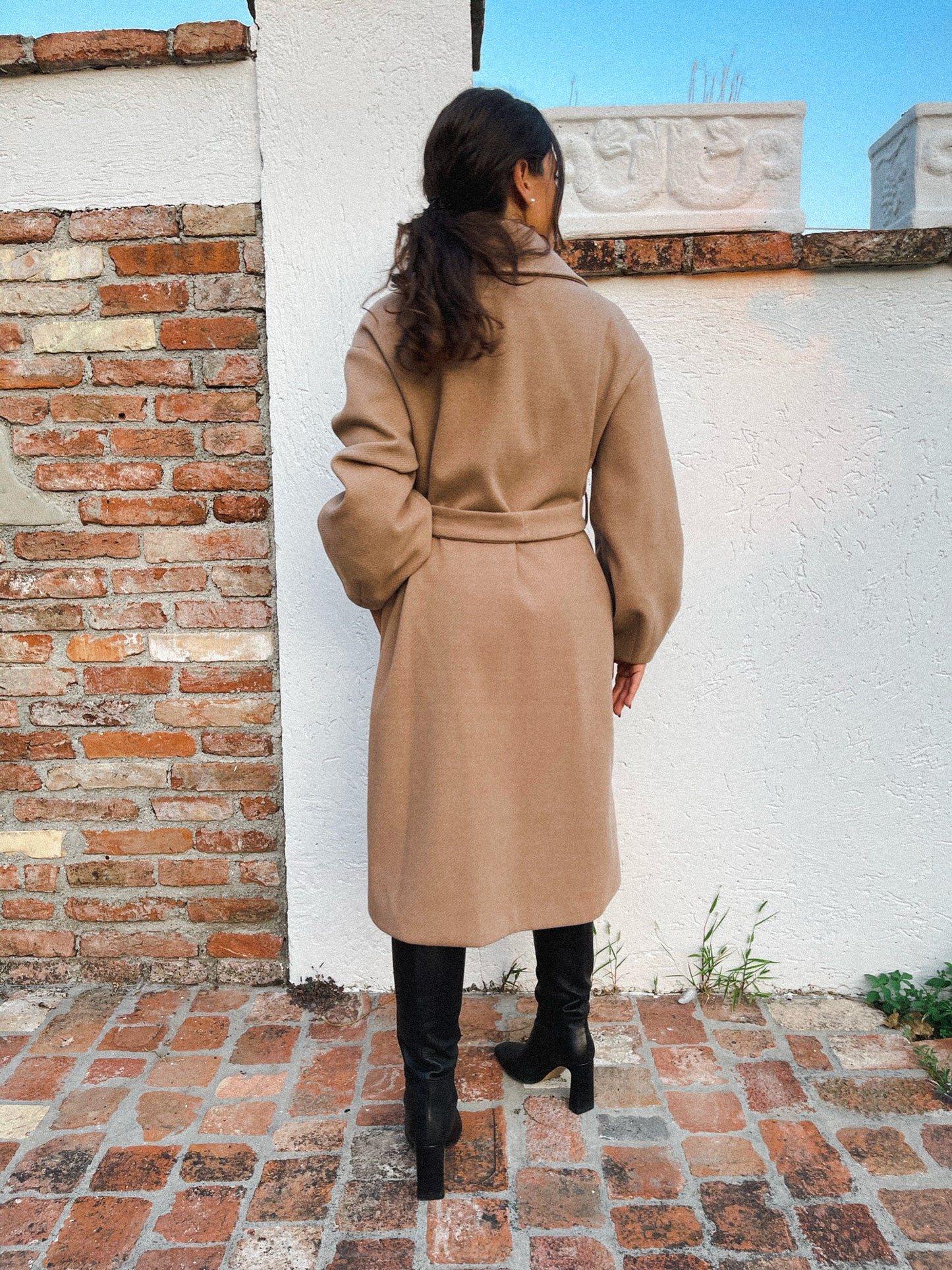 Cappotto sabbia con cintura