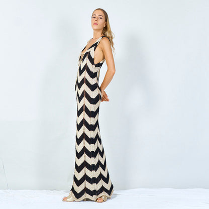 Maxi Abito Chevron Senza Maniche