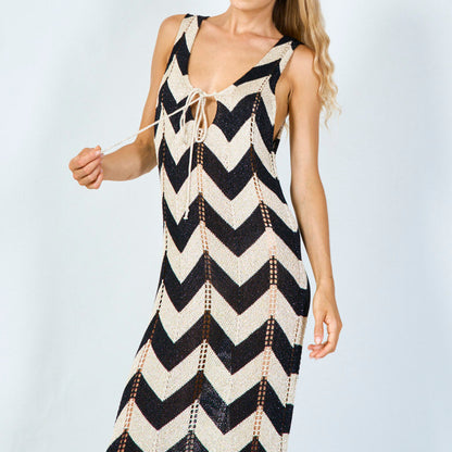 Maxi Abito Chevron Senza Maniche