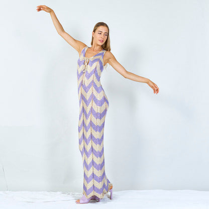 Maxi Abito Chevron Senza Maniche